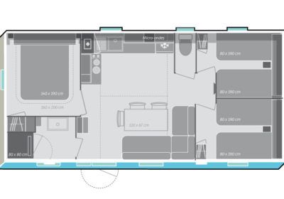 Mobil-home Premium 32 m² - 3 chambres - 7 personnes