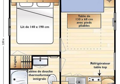 Mobil-home 21 m² - 1 chambre - 2 personnes